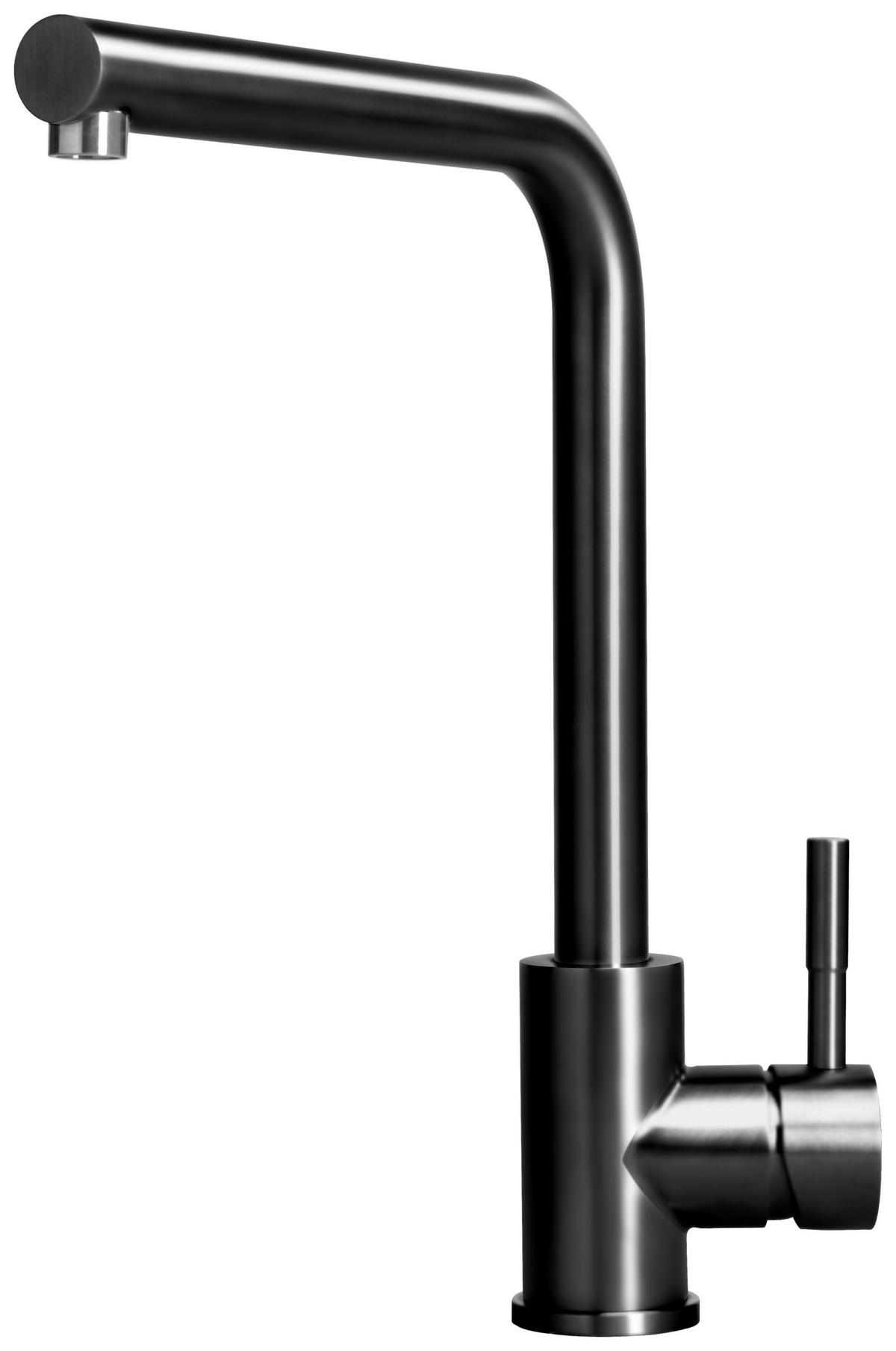 Küchenarmatur Caro Schwarz Schwenkbar Hochdruck - Edelstahlfarben/Schwarz, Design, Metall