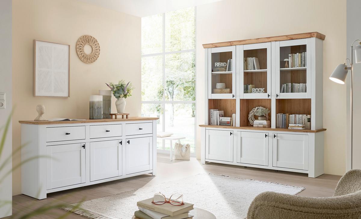 Sideboard Bristol Eiche-/Pinienfarben B: 198cm - Eichefarben/Eiche Wotan, Design, Holzwerkstoff (198/88/45cm) - MID.YOU