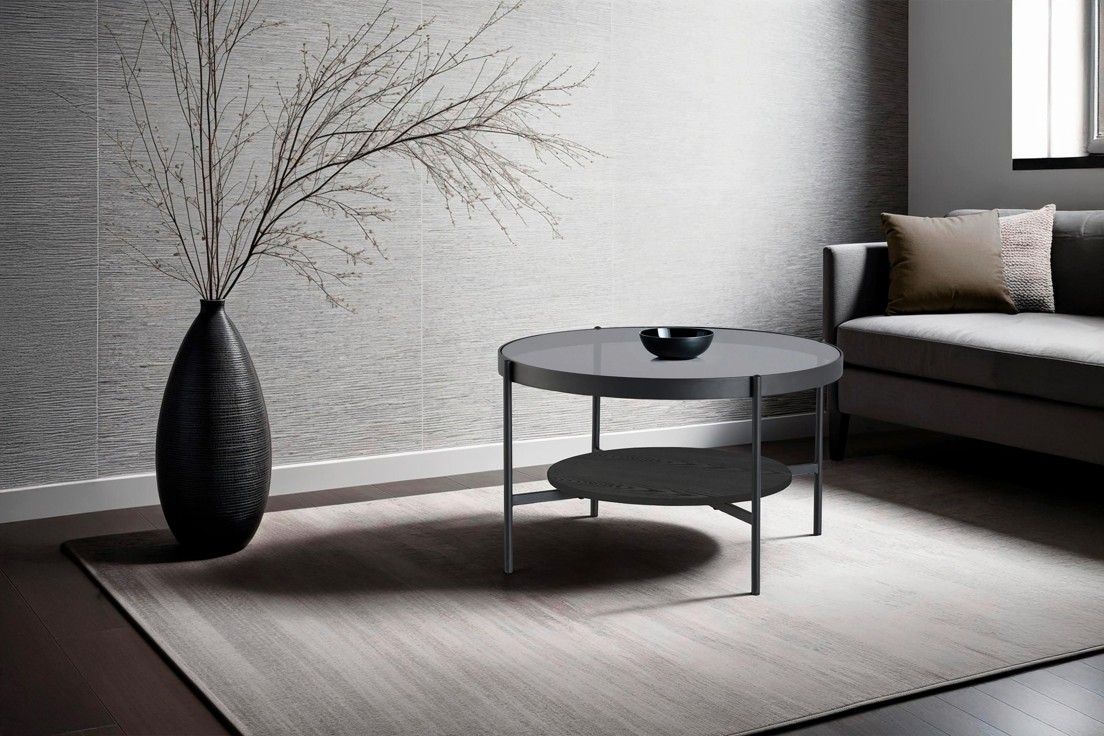 Couchtisch Ohio Schwarz D: 74 Cm - Schwarz, Design, Glas/Holzwerkstoff (73,5/42,5/73,5cm) - MID.YOU