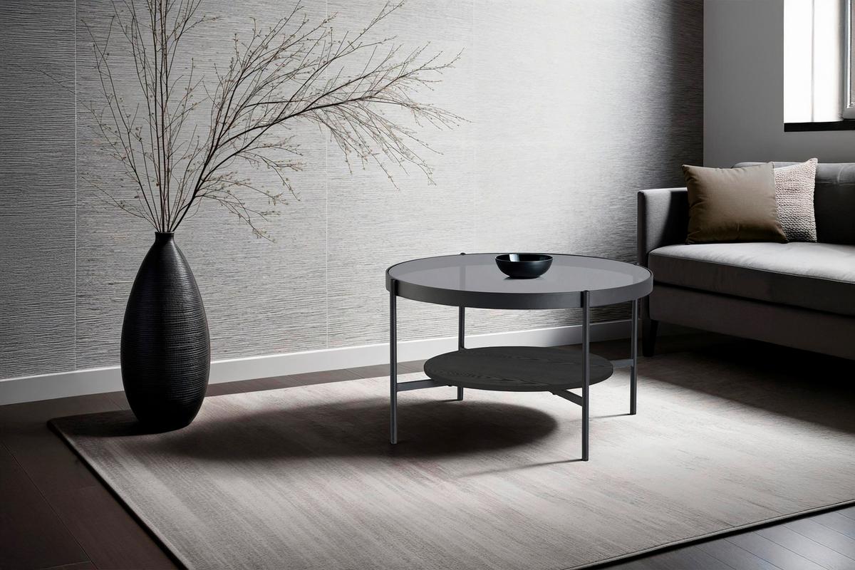 Couchtisch Ohio Schwarz D: 74 Cm - Schwarz, Design, Glas/Holzwerkstoff (73,5/42,5/73,5cm) - MID.YOU