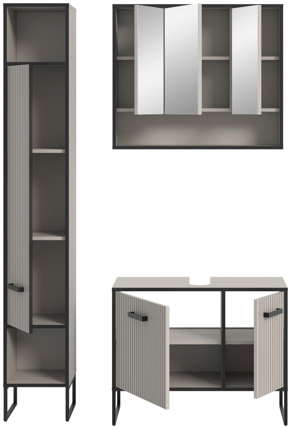 Badezimmer Bagno Schwarz/kaschmir B:110cm - Kaschmir/Schwarz, MODERN, Holzwerkstoff (110cm) - MID.YOU