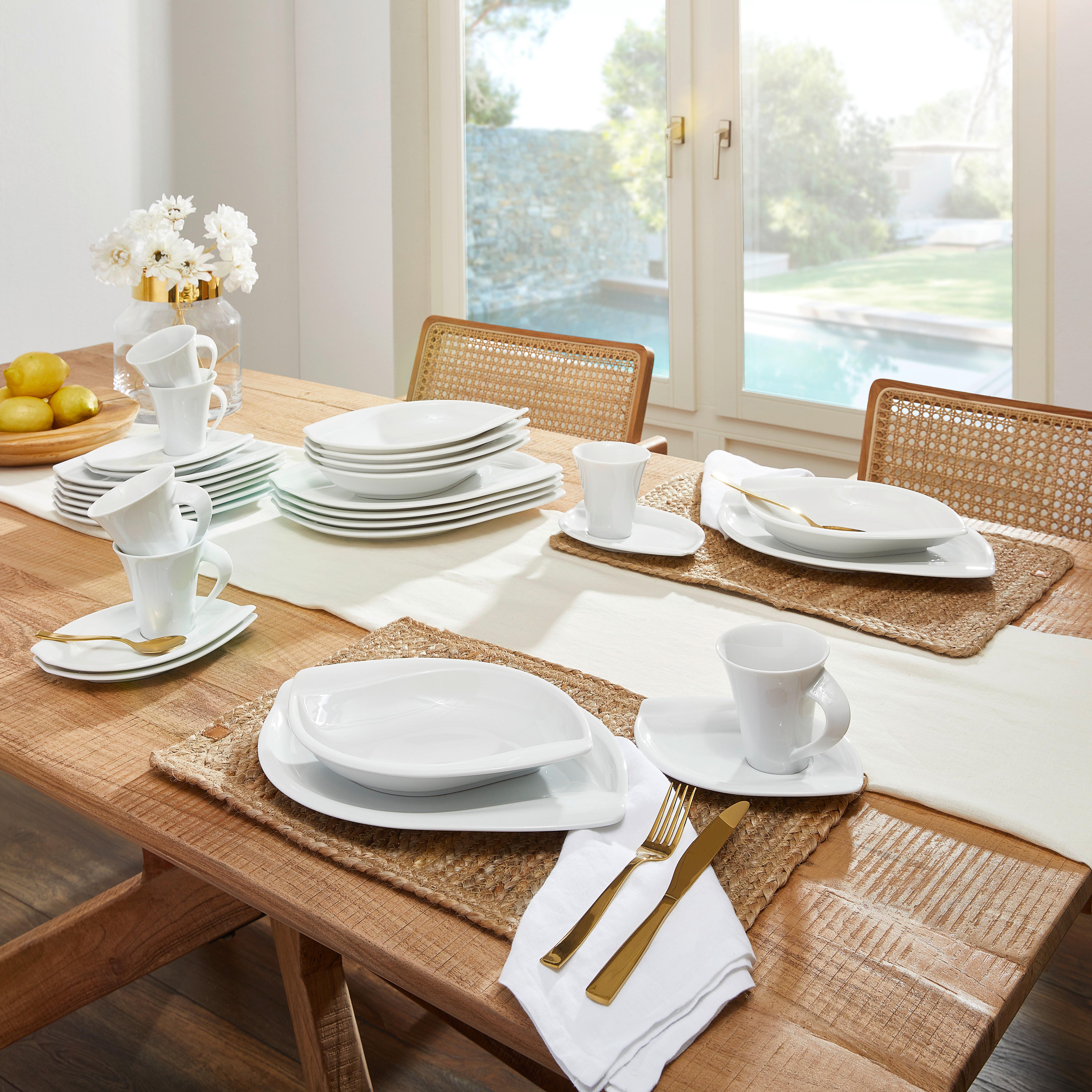 Kombinovaná souprava Acacia, 30 dílná pro 6 osob - bílá, Basics, keramika (41/37/30cm) - Creatable