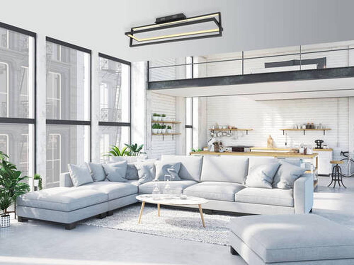 LED-Deckenleuchte 67195d - Opal/Schwarz, Trend, Kunststoff/Metall (82/18/21,5cm) - Globo