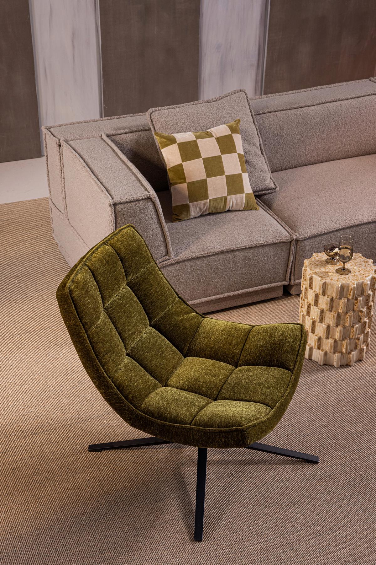 SESSEL Maudi Grün B: 74cm - Schwarz/Grün, MODERN, Textil/Metall (74/84/86cm) - Livetastic