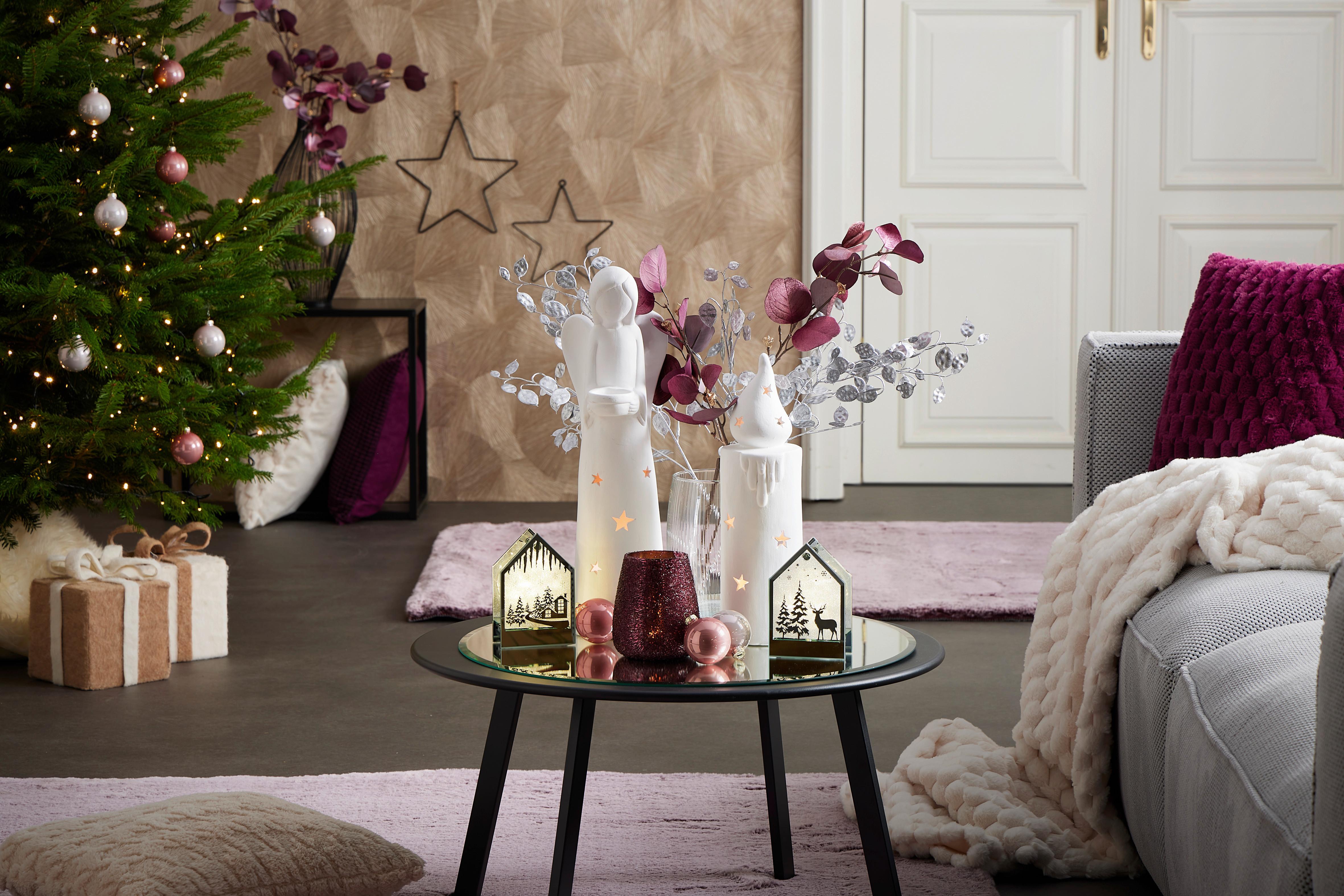 Christbaumkugel Kunststoff Lila Set Aus 28 Stk. - Lila/Braun, KONVENTIONELL, Karton/Kunststoff (6cm) - Luca Bessoni