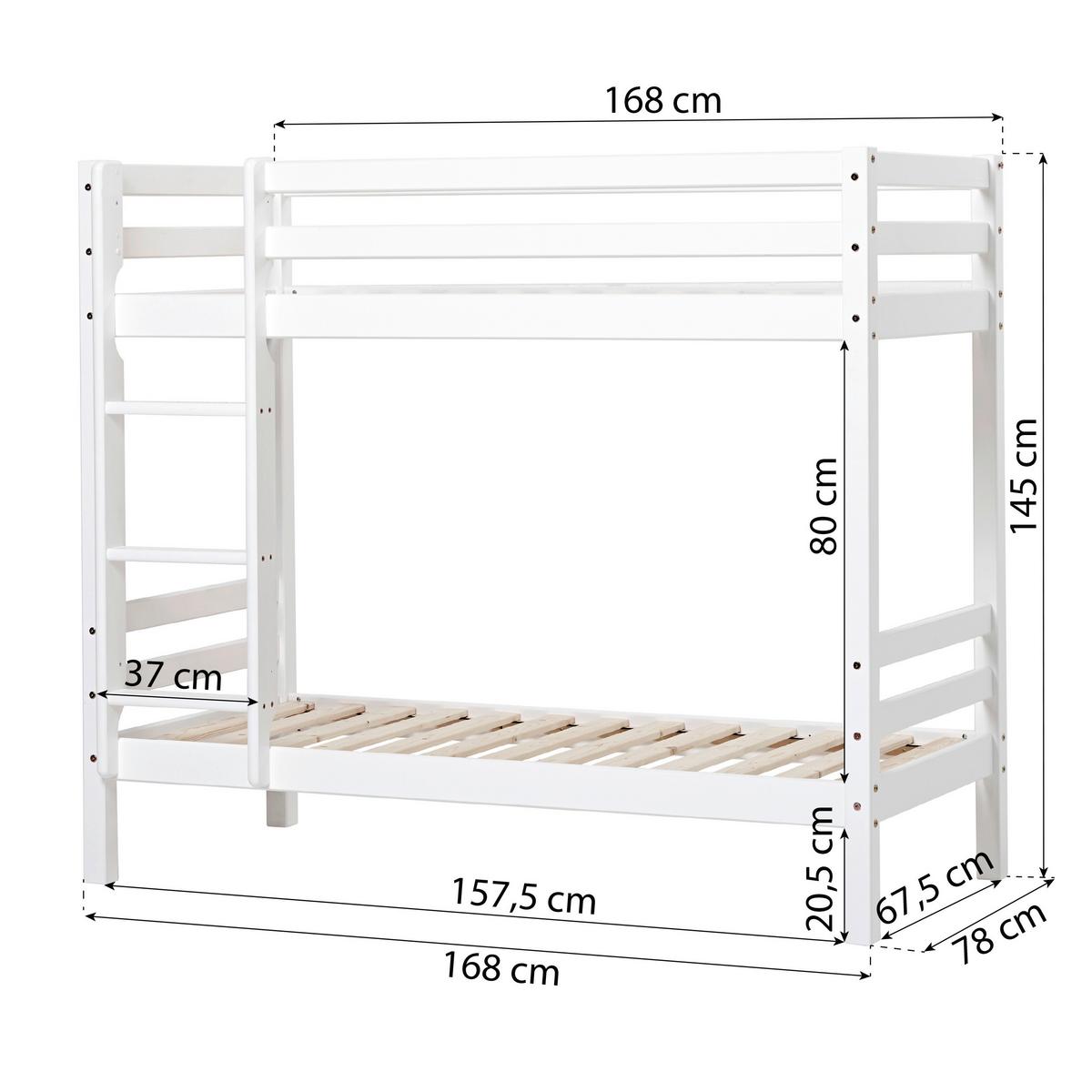 Etagenbett Eco Dream Weiß, Lf: 70x160 cm - Weiß, MODERN, Holz (70/160cm) - MID.YOU