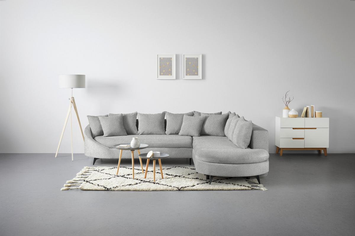 Rohová sedačka AXEL, pravá, světle šedá tkanina - černá/světle šedá, Moderní, kov/textil (291/250cm) - Mömax