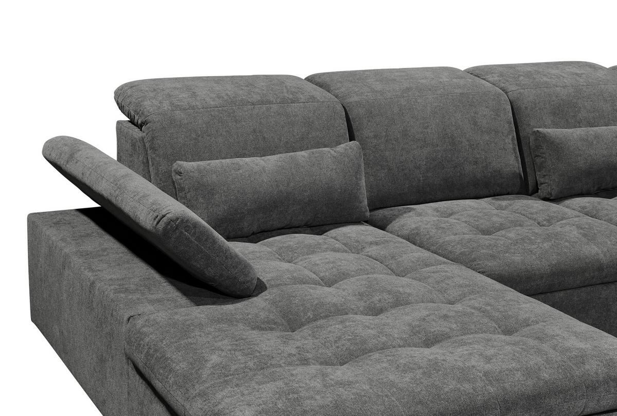 Sedací souprava tmavě šedá - barvy stříbra/tmavě šedá, Konvenční, textil/plast (188/340/240cm) - MID.YOU