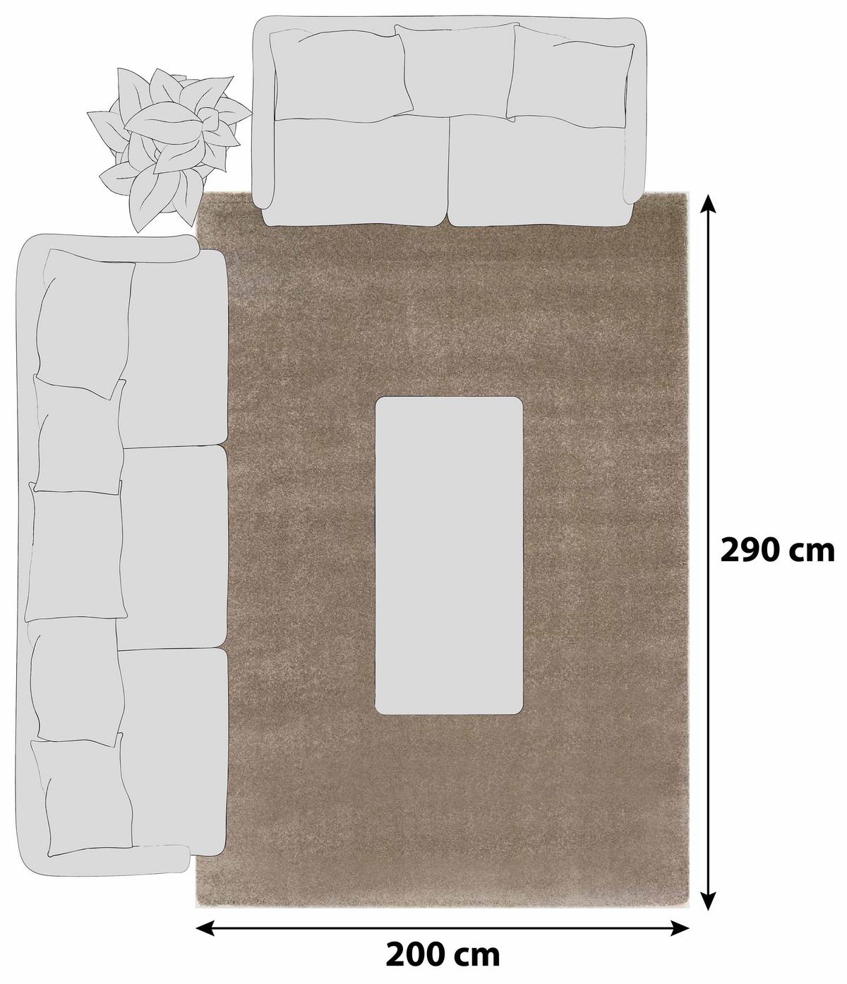 Hochflorteppich Bellevue Beige 200x290 cm - Beige, Basics, Textil (200/290cm) - Novel