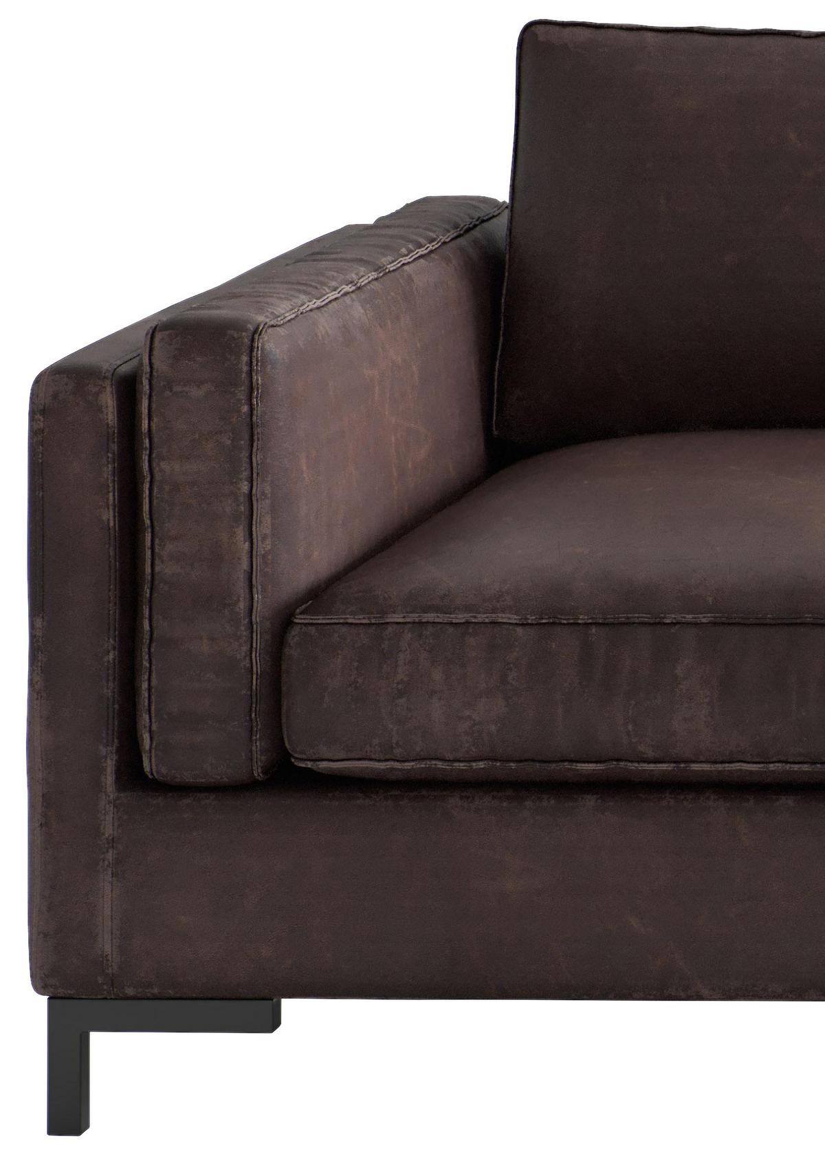 Ecksofa Packo Dunkelbraun S: 265x160 Cm - Dunkelbraun/Schwarz, Design, Textil (265/160cm) - Livetastic