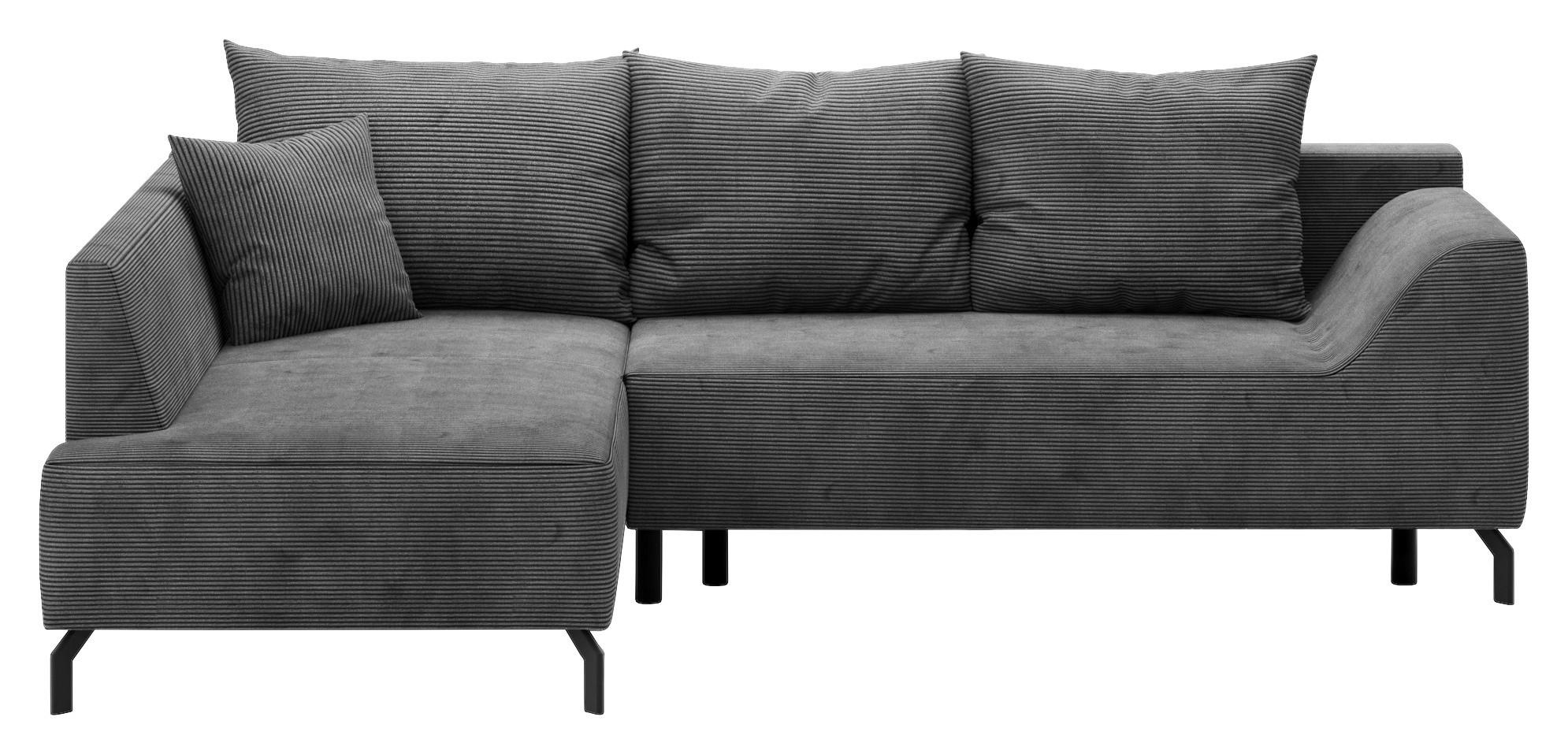 Eckschlafsofa Asolo Silberfarben S:167x273cm - Silberfarben/Schwarz, Design, Textil (167/273cm) - MID.YOU