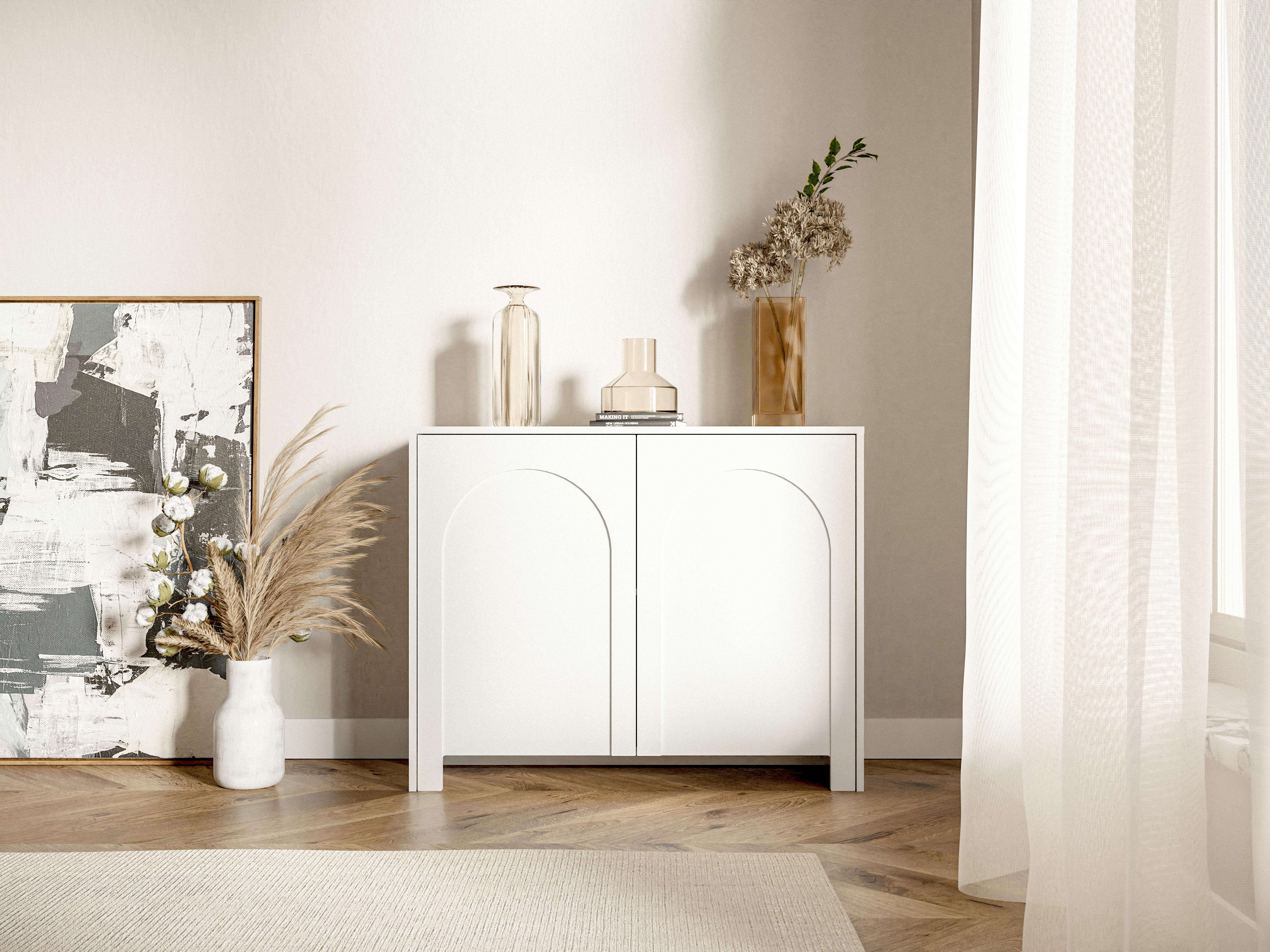 Biela komoda, bezúchytkové otváranie, š: 100 cm - biela, Design, kompozitné drevo (100/81/35cm)