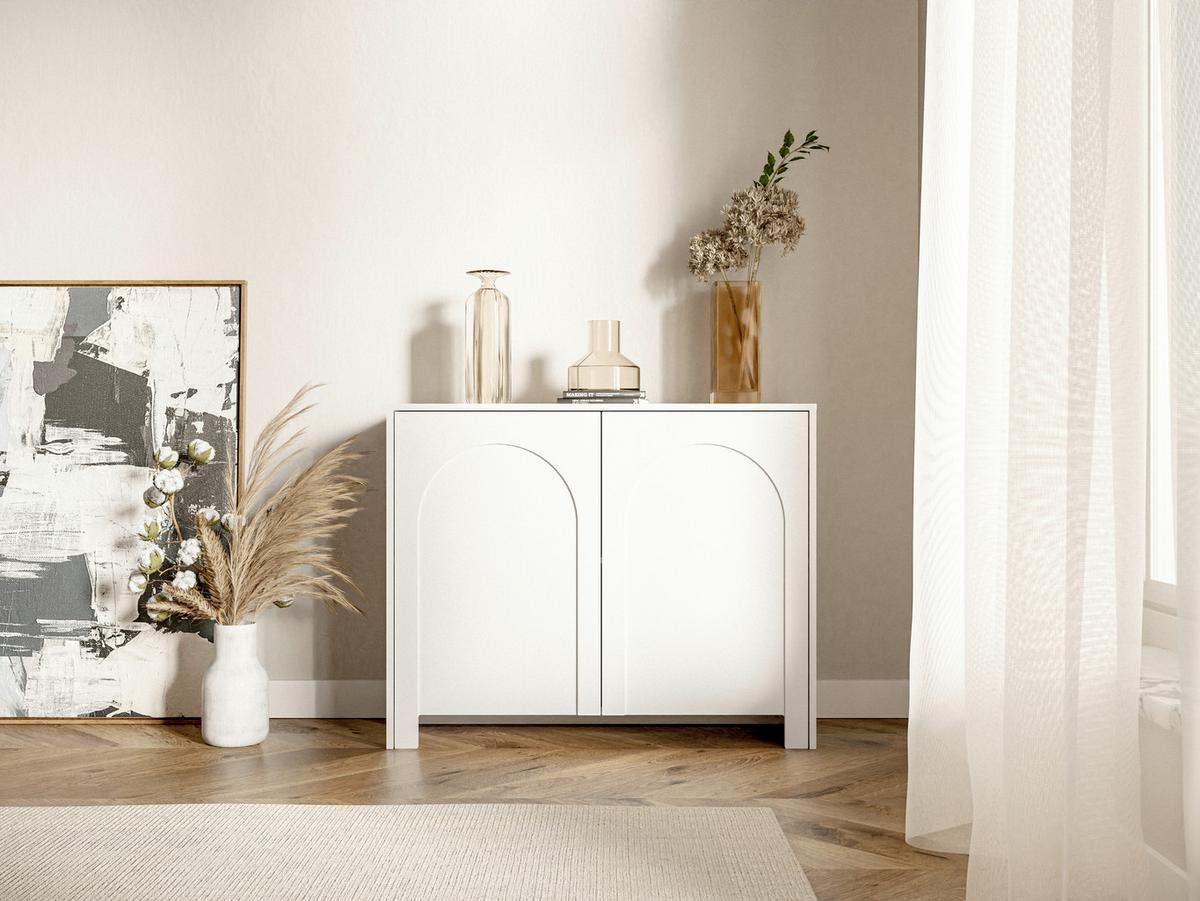 Biela komoda, bezúchytkové otváranie, š: 100 cm - biela, Design, kompozitné drevo (100/81/35cm)