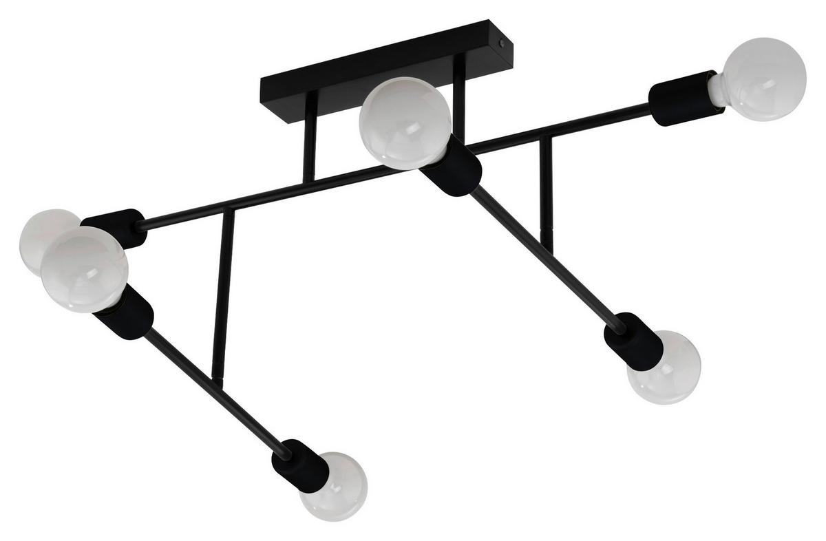 Deckenleuchte Belsiana L: 89 cm 6-Flammig drehbar - Schwarz, MODERN, Metall (89/51/35cm)