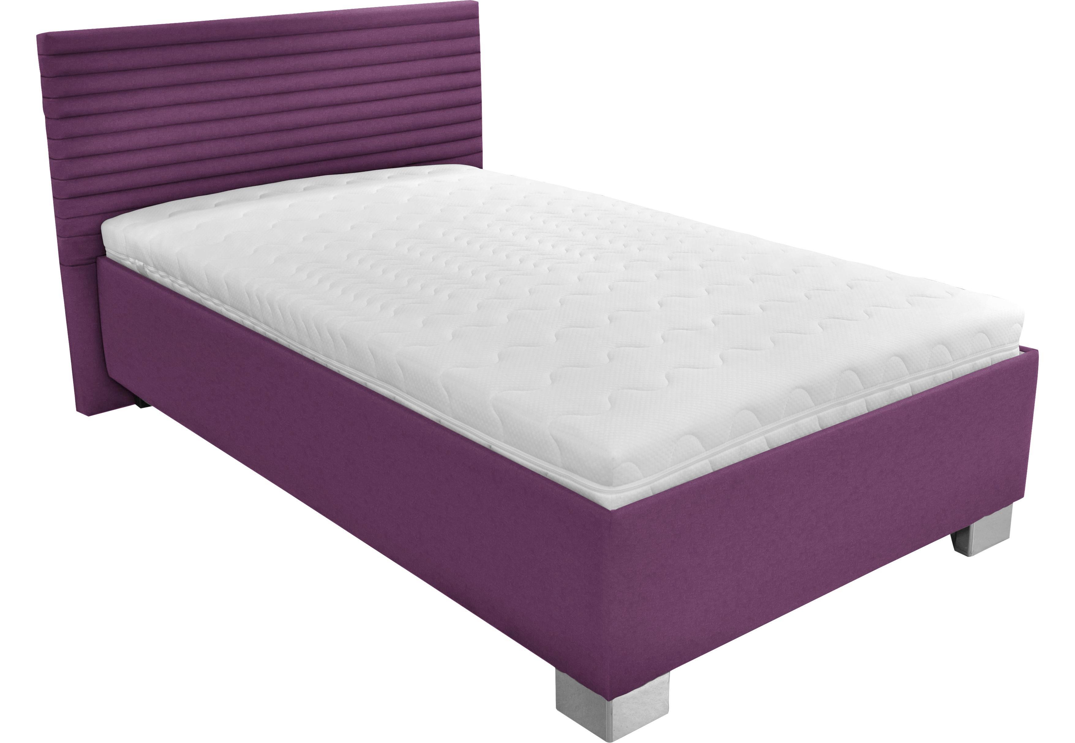 Polsterbett Como 120x200 Violett - Chromfarben/Violett, Holz/Textil (214/142/97cm)