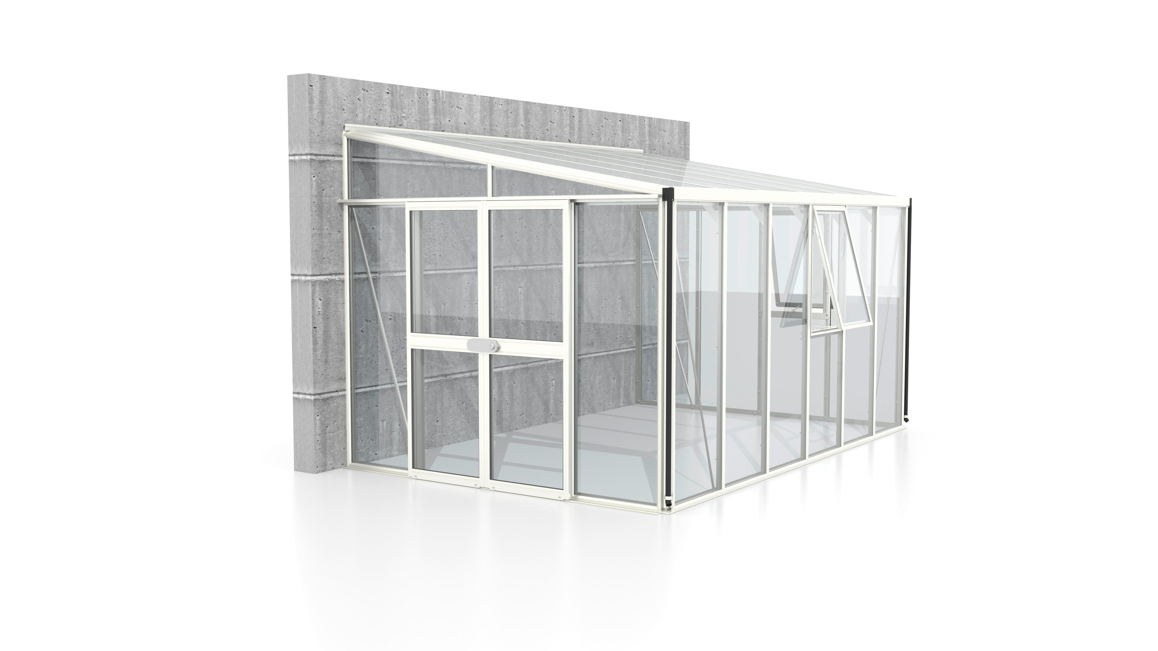 Anlehn-gewächshausbausatz Athena 10200 10,2 M2 - Weiß, Basics, Glas/Kunststoff (265,9/238,8/397,2cm)