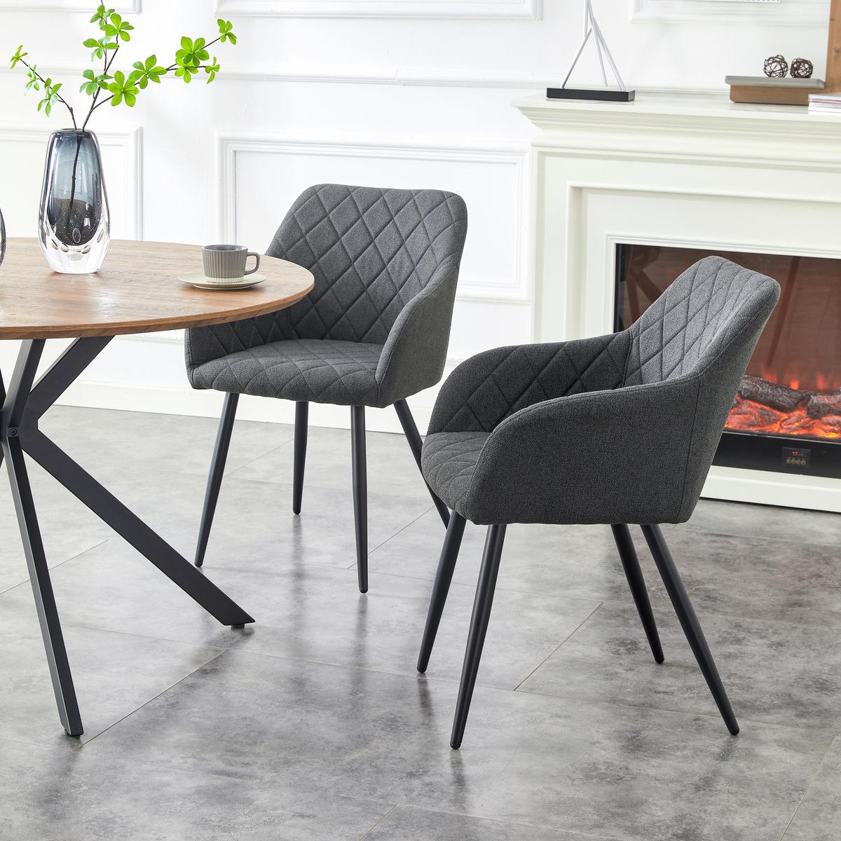 Stuhl-Set Lea Anthrazit 56 cm - Anthrazit/Schwarz, MODERN, Textil/Metall (56/83/60cm) - MID.YOU