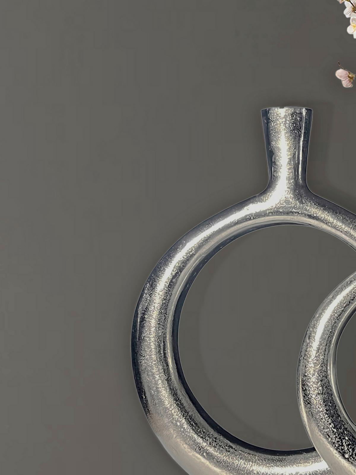 Dekovase 2er Set Silberfarben B: 35 cm - Silberfarben, Design, Metall (35/45/7cm) - Livetastic