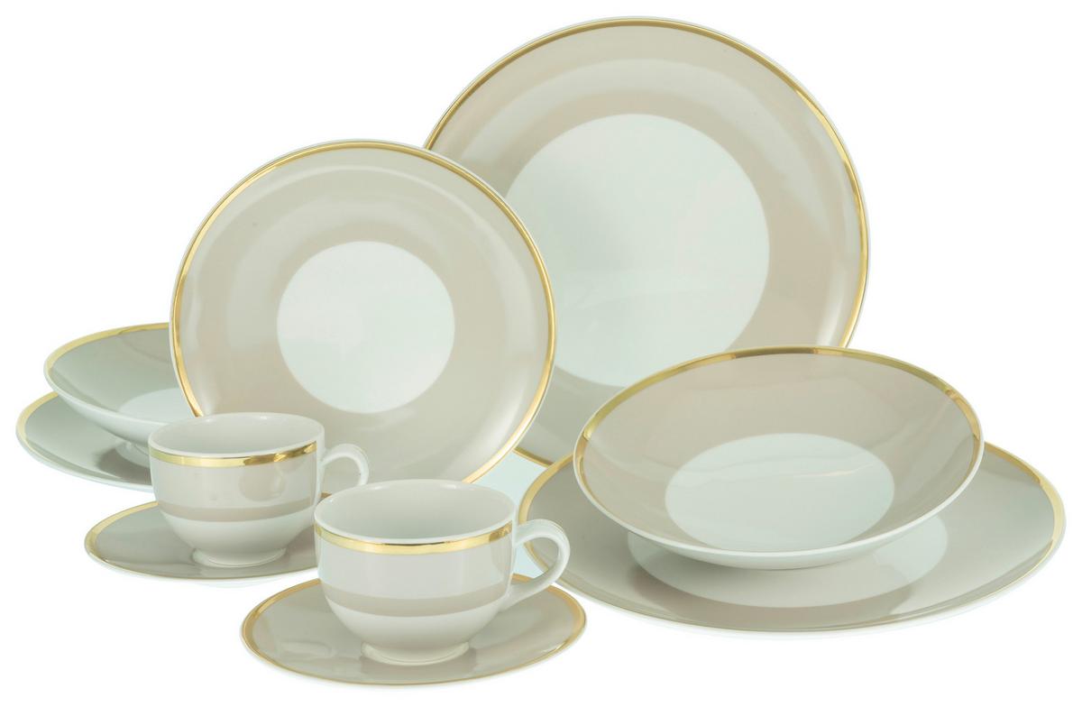 Kombiservice Festive Creme 10-teilig - Creme, ROMANTIK / LANDHAUS, Keramik (30/30/29cm) - Creatable