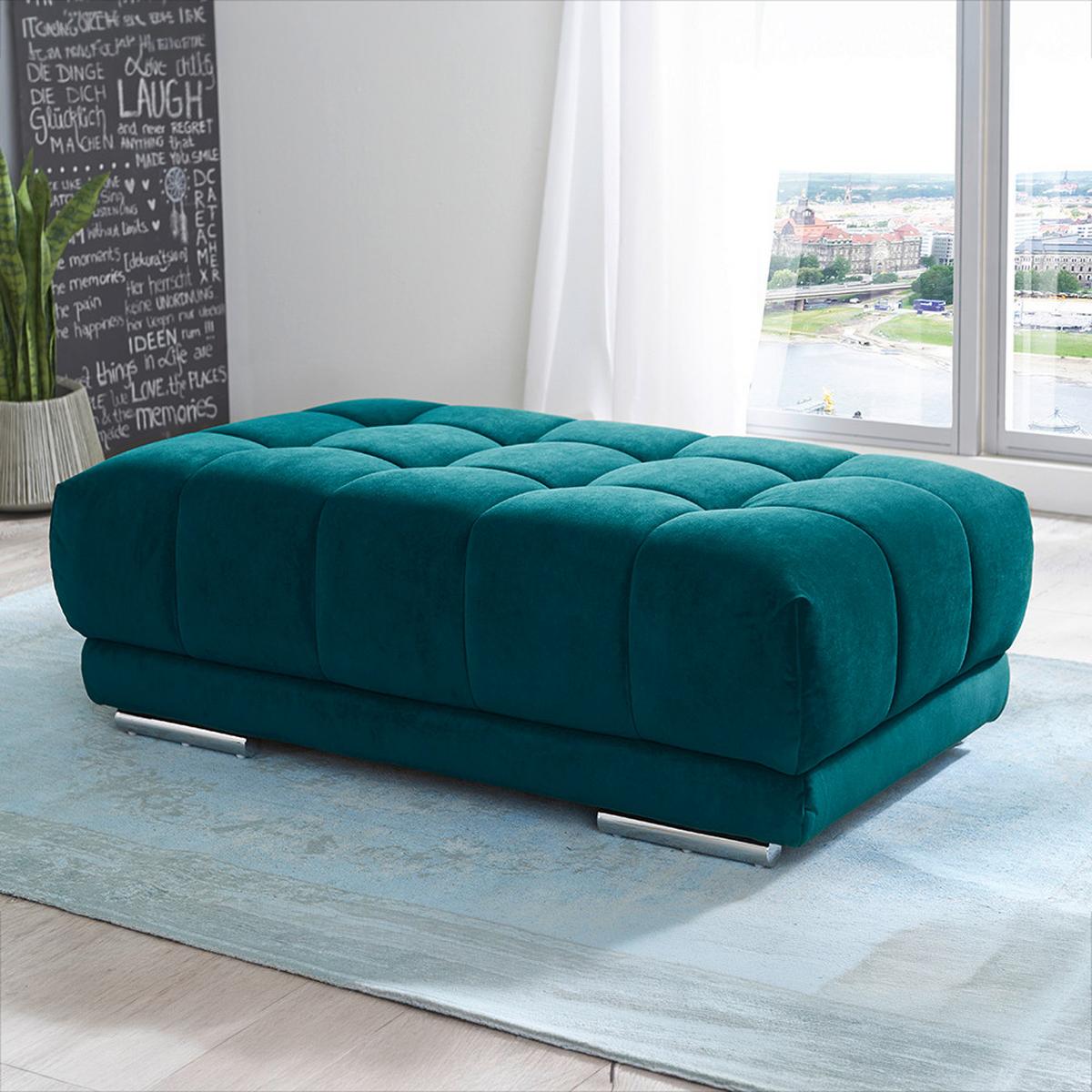 Sedacia súprava IBA, pravá, tyrkysová, bez funkcií - chrómová/tyrkysová, Lifestyle, textil (323/73/222cm) - Premium Living