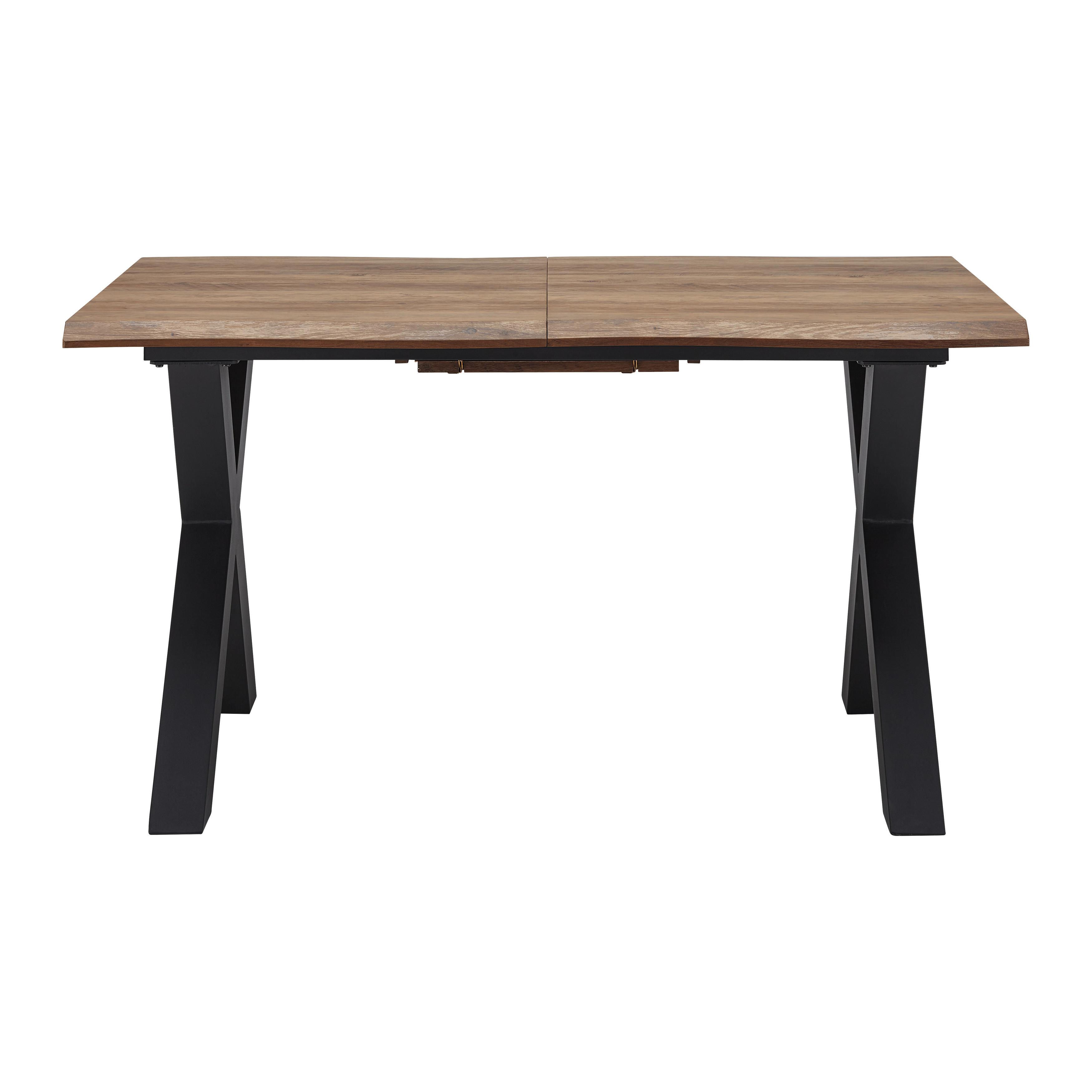 Rozkladací Jedálenský Stôl Lia 140-180x76x90 Cm - čierna/farby vlašského orecha, Moderný, kov (140-180/90/76cm) - Bessagi Home