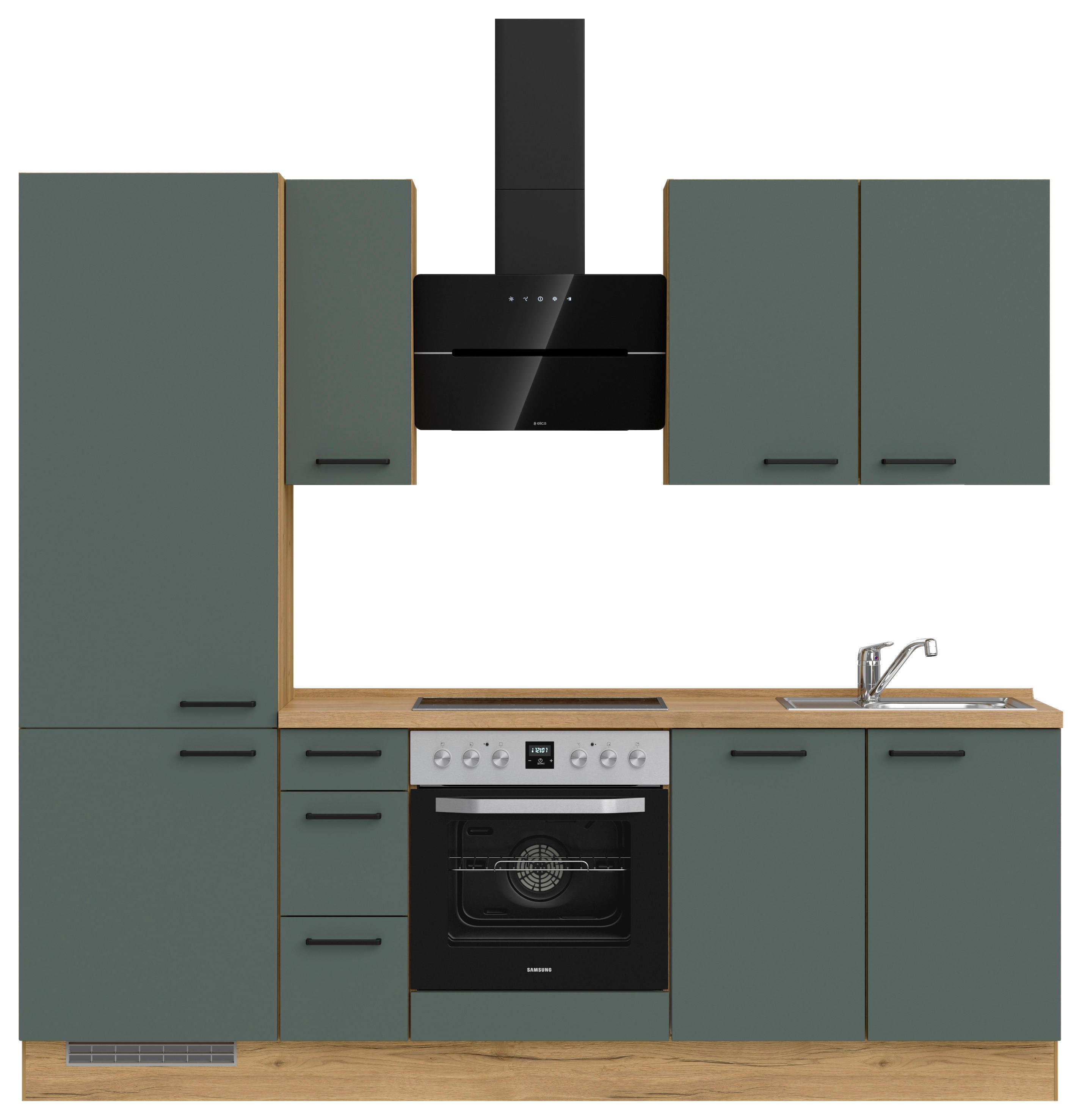 Küchenleerblock Easytouch High-Line, H2 Links - Dunkelgrün/Eichefarben, MODERN, Holzwerkstoff (240cm) - Nobilia