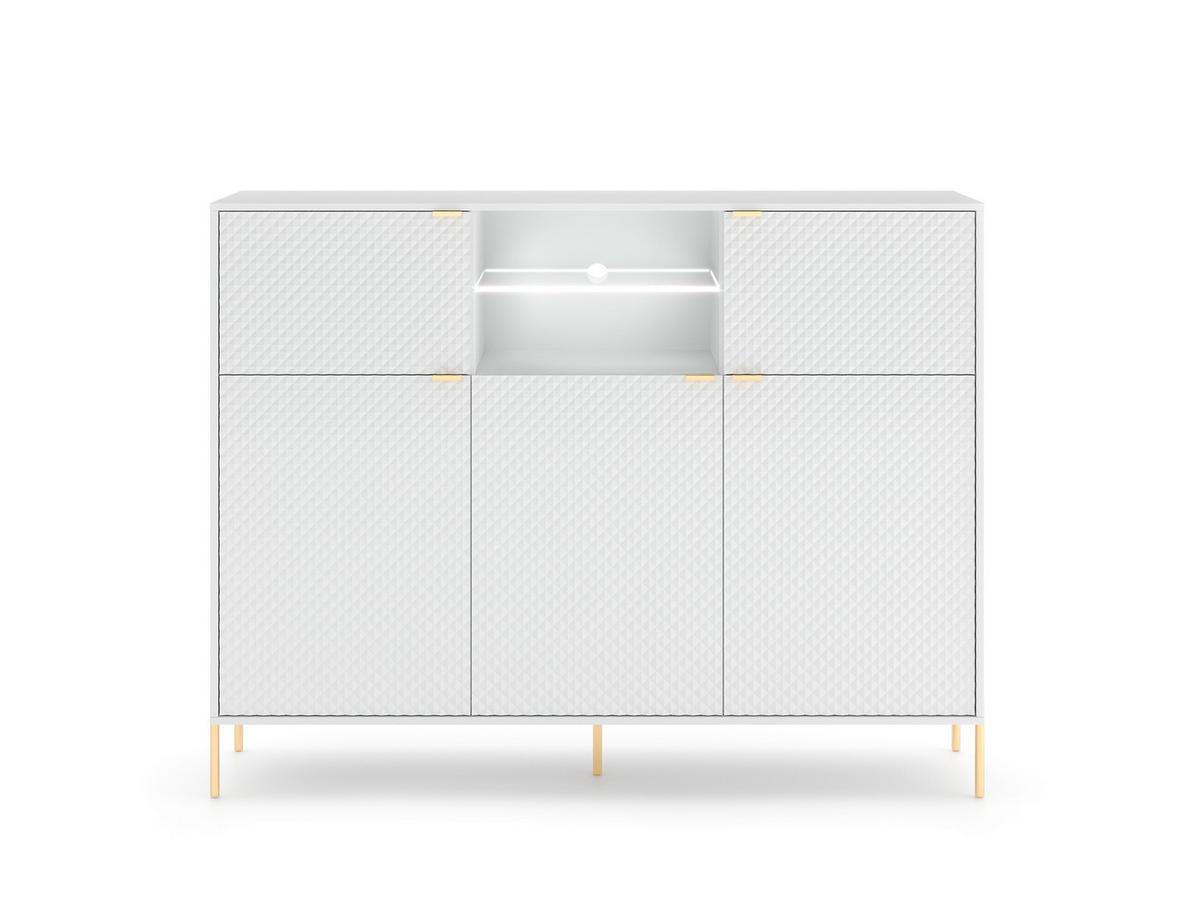 Komoda DIAMOND - biela/zlatá, Design, kov/kompozitné drevo (154/125,9/42cm) - MID.YOU