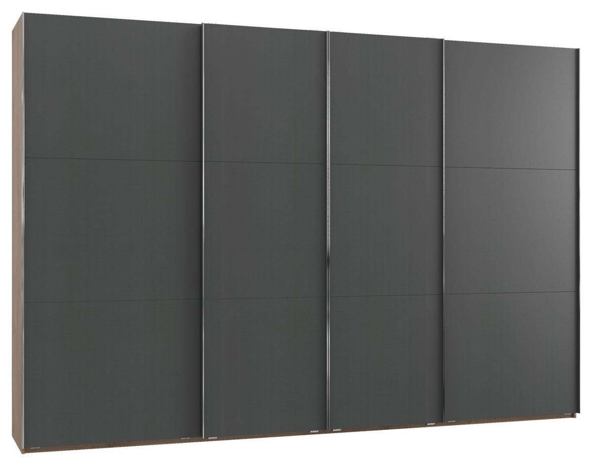 Schwebetürenschrank 350cm Level 36 B, Eiche/Graphit - Eichefarben/Graphitfarben, Basics, Holzwerkstoff (350/216/65cm) - MID.YOU