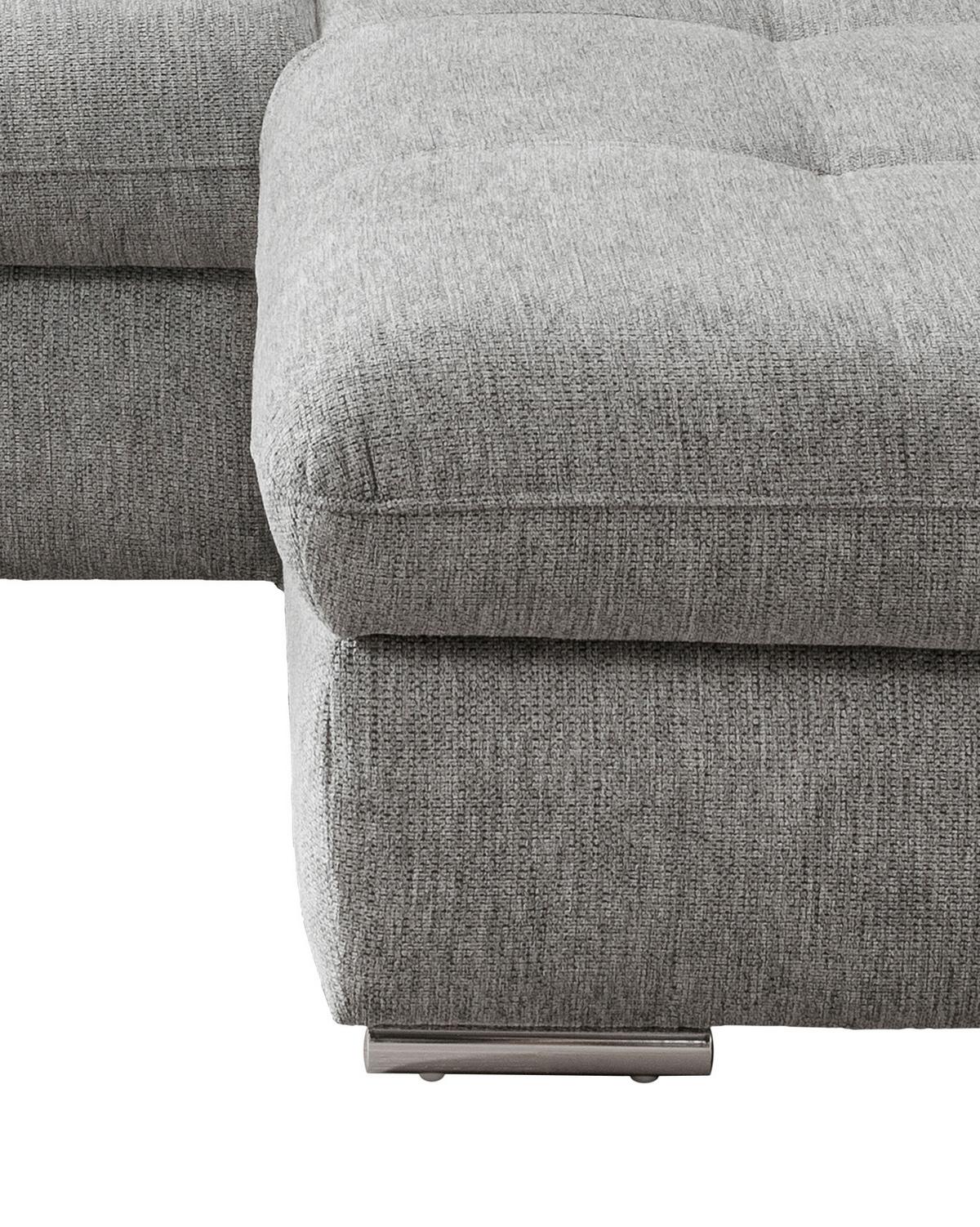 Ecksofa Mit Schlaffunktion Dalida Silberfarben Chenille - Chromfarben/Silberfarben, Design, Textil (300/196cm) - Livetastic