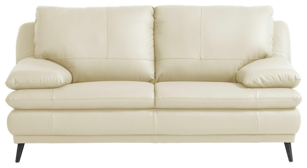 Dvoumístná pohovka FERRARA II - černá/krémová, Moderní, kov/kůže (178/88/92cm)