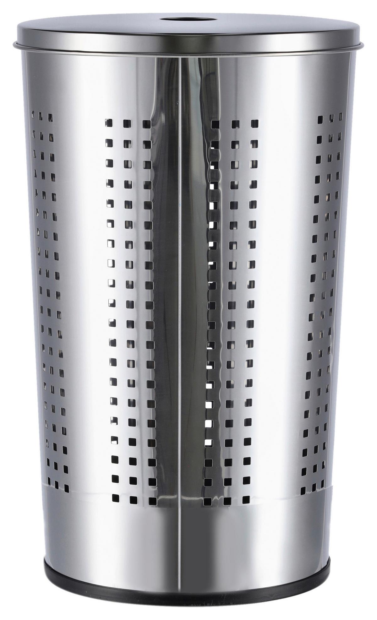 Wäschesammler Silberfarben B: 34 cm - Edelstahlfarben/Silberfarben, Basics, Metall (34/60/35cm) - Zeller Present