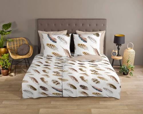 Wendebettwäsche Fedra Braun Beige Ecru 135x200 cm - Ecru/Beige, Natur, Textil (135/200cm)