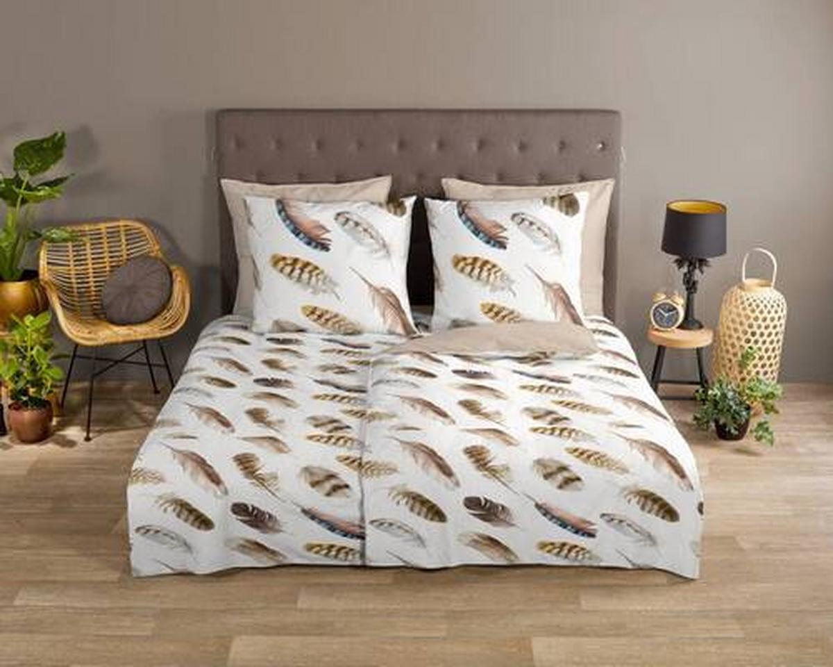 Wendebettwäsche Fedra Braun Beige Ecru 135x200 cm - Ecru/Beige, Natur, Textil (135/200cm)
