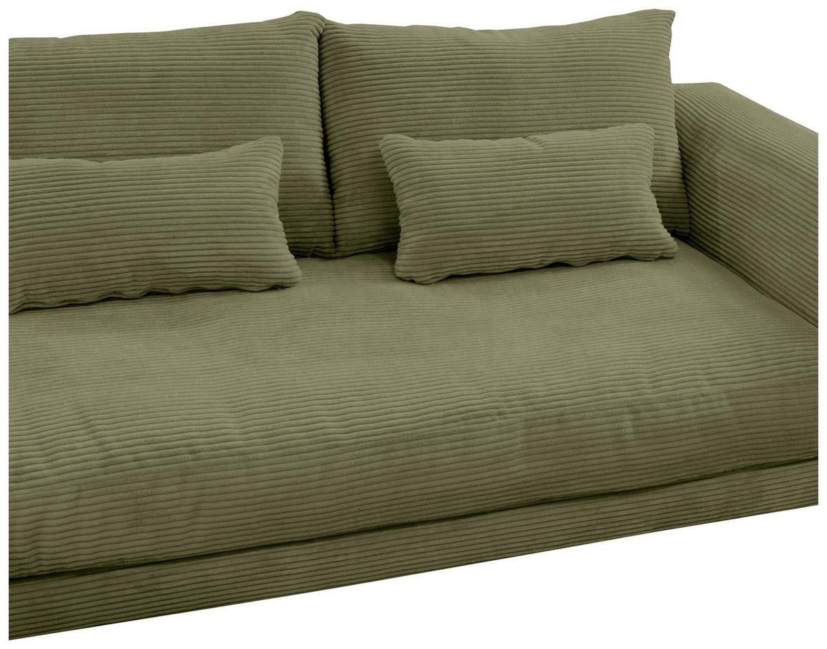Ecksofa Berlin Cord Olivgrün 172x313 cm - Schwarz/Olivgrün, Design, Textil (172/313cm) - Livetastic