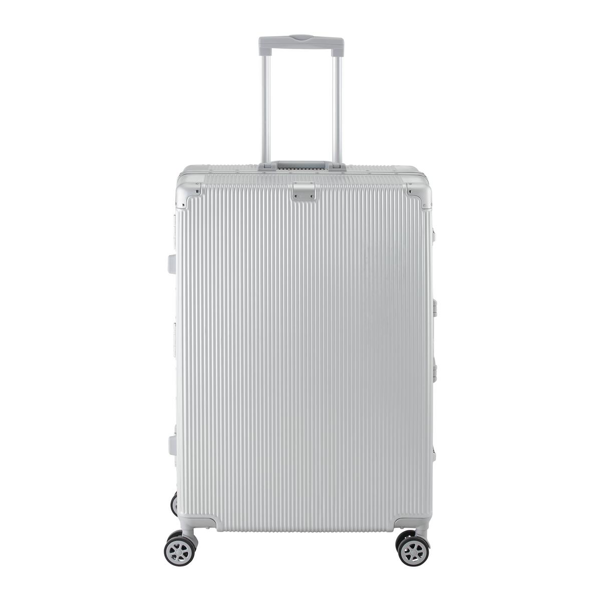 Cestovní kufr MIAMI - L- - barvy stříbra, Moderní, kov/textil (51/31/78cm) - Mömax