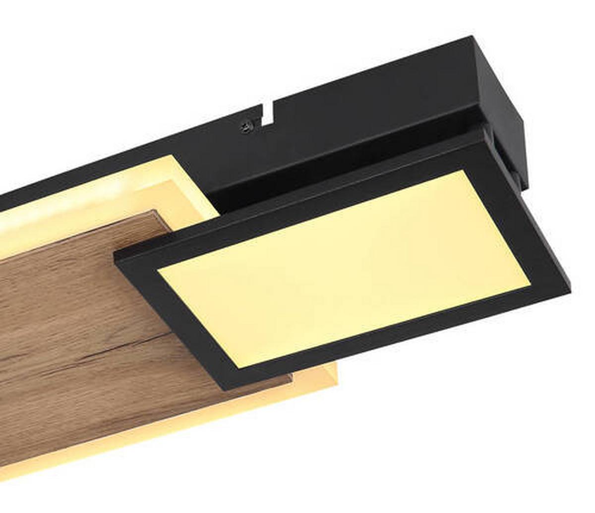 LED-Deckenleuchte 67279-30 - Opal/Schwarz, Design, Holzwerkstoff/Kunststoff (71,5/25/8cm) - Globo