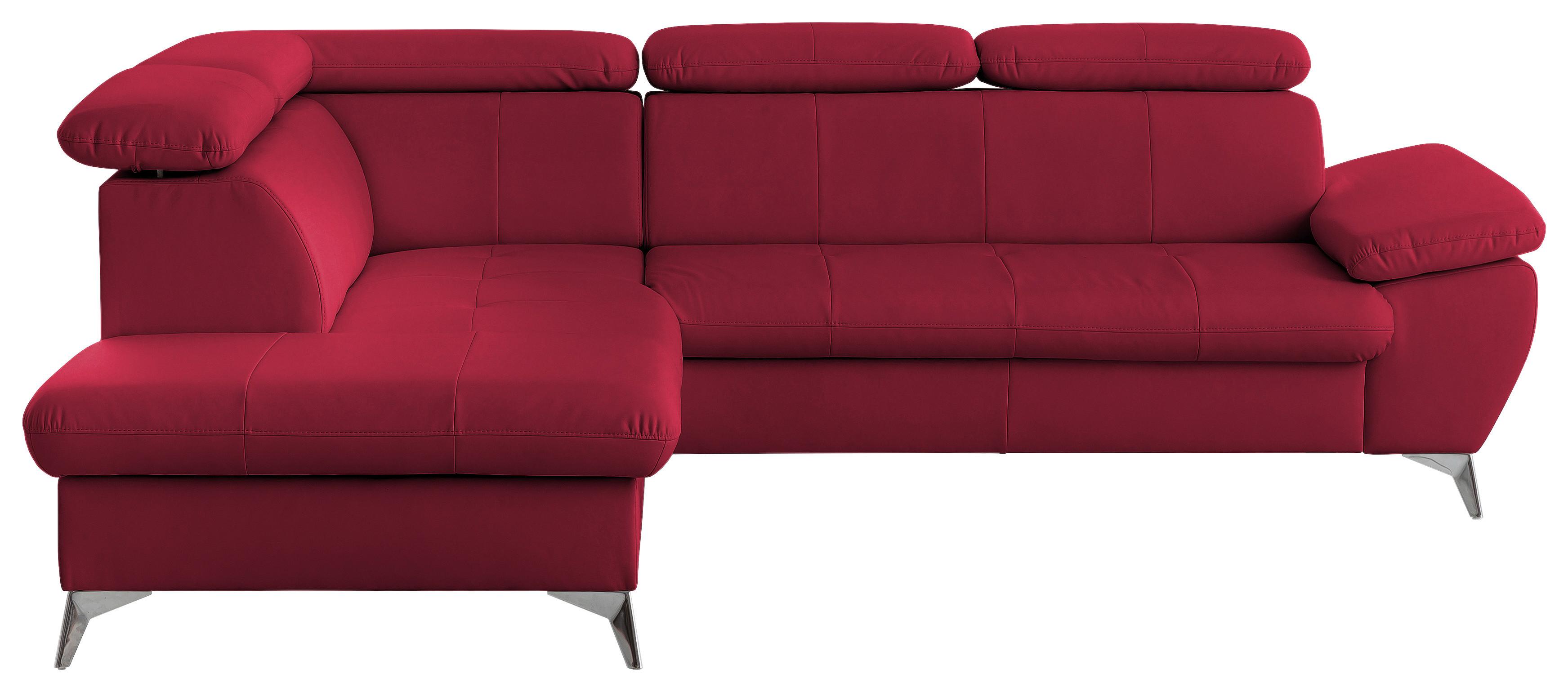 Ecksofa mit Schlaffunktion und Bettkasten Gisele Rot - Chromfarben/Rot, KONVENTIONELL, Textil (209/256cm) - Livetastic