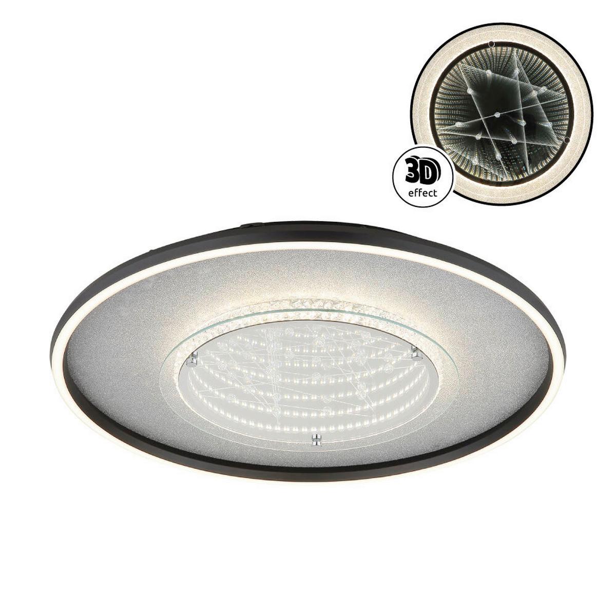 LED-Deckenleuchte Memory-Funktion - Klar/Silberfarben, Design, Glas/Kunststoff (51,5/6,8cm) - Globo