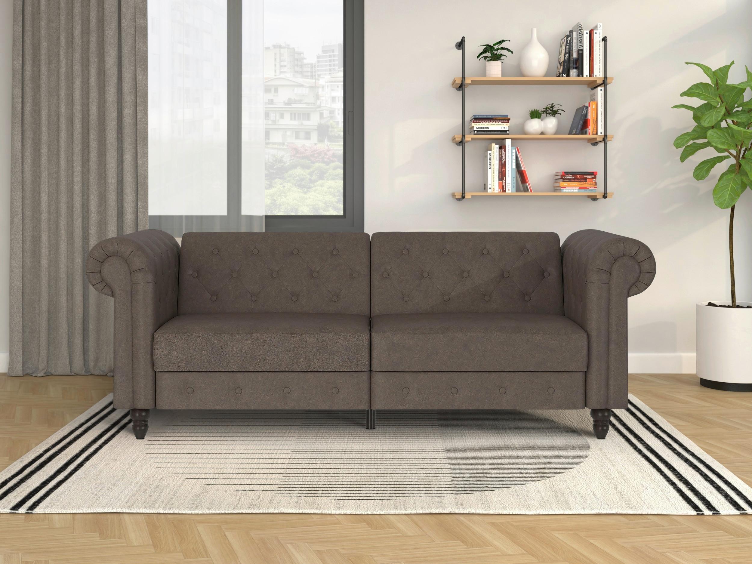 Schlafsofa Firenze Dunkelbraun,mit Schlaffunktion - Dunkelbraun/Schwarz, Basics, Textil (236/83/87cm) - Livetastic