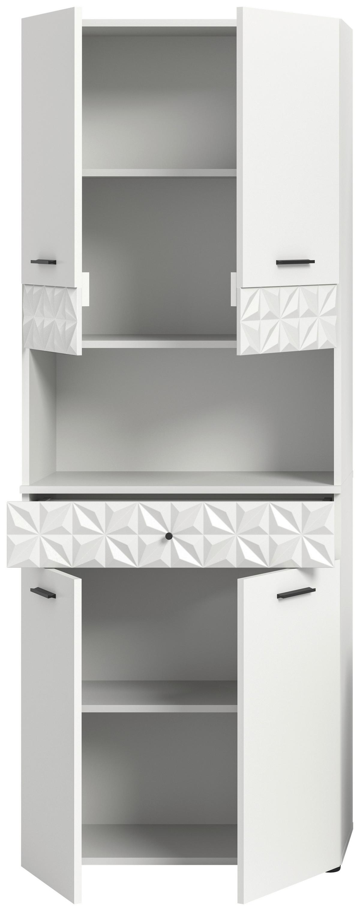 Hochschrank Prisma Weiß B: 70 Cm - Schwarz/Weiß, MODERN, Holzwerkstoff (70/187/34cm) - MID.YOU