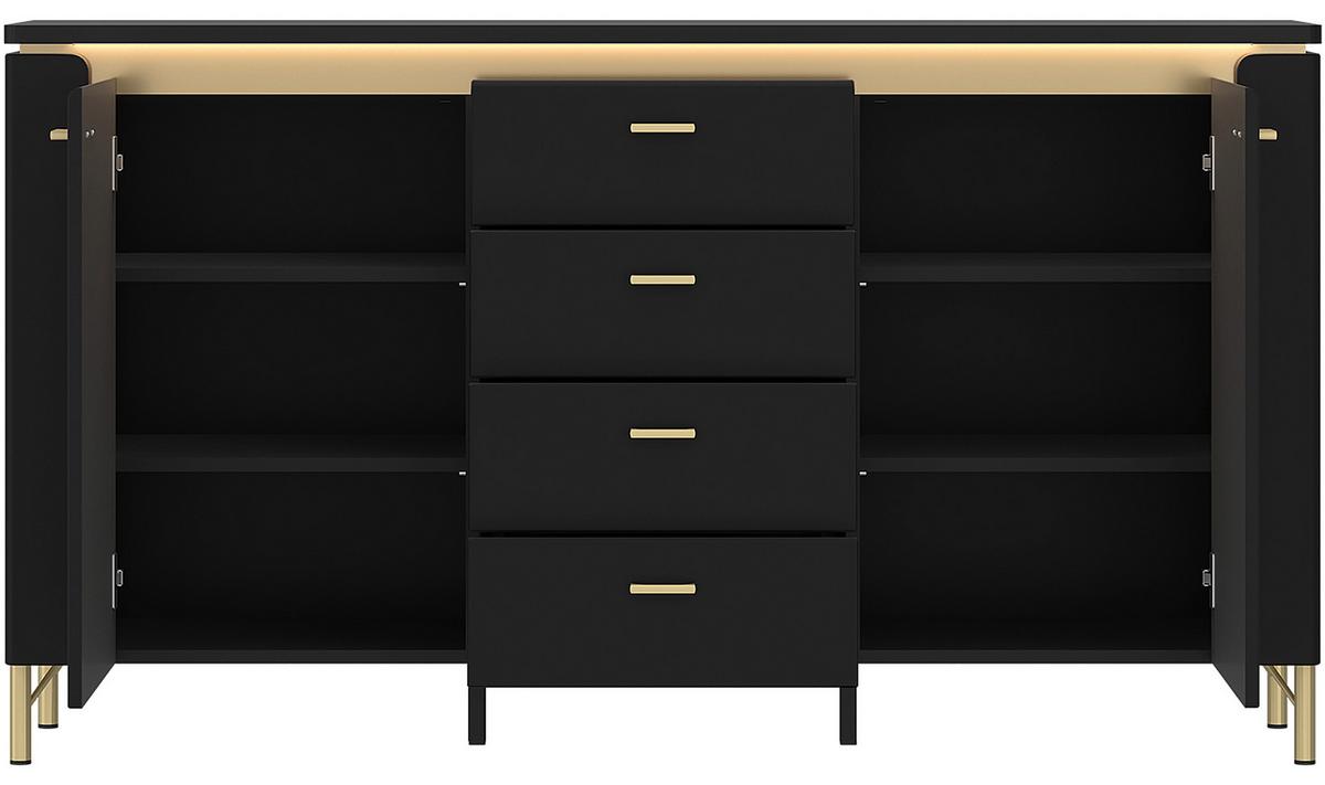 Kommode Norica Goldfarben/Schwarz B: 155,3 cm - Goldfarben/Schwarz, Trend, Holzwerkstoff (155,3/87,3/40cm)