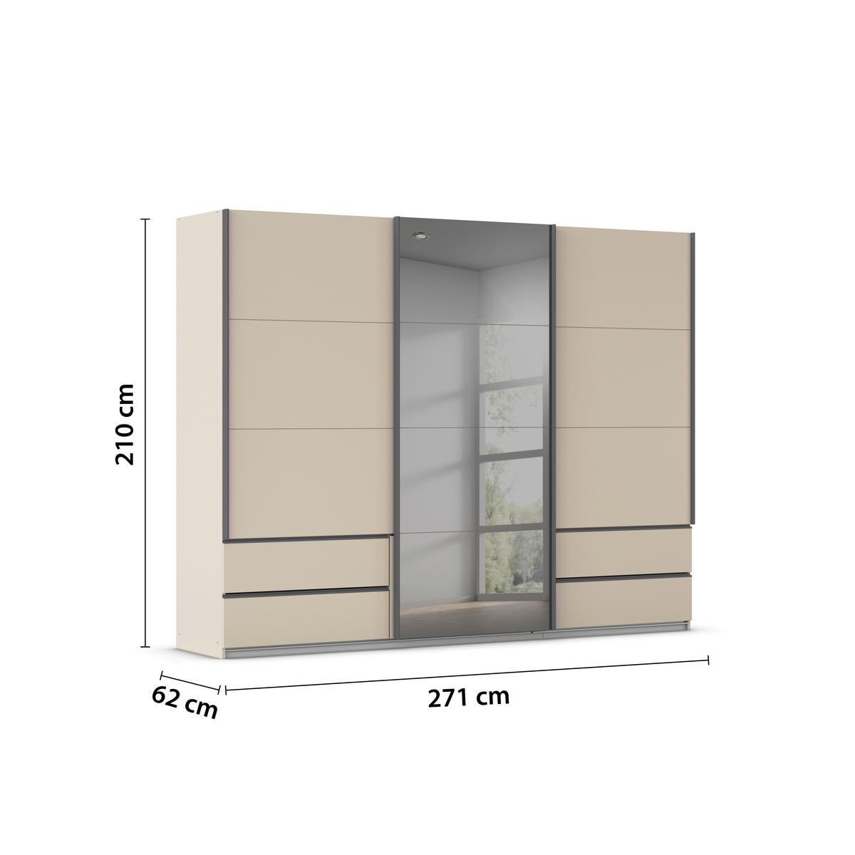 Šatníková skriňa ELARA - sivá/biela, Konventionell, kompozitné drevo (271/210/62cm) - Premium Living