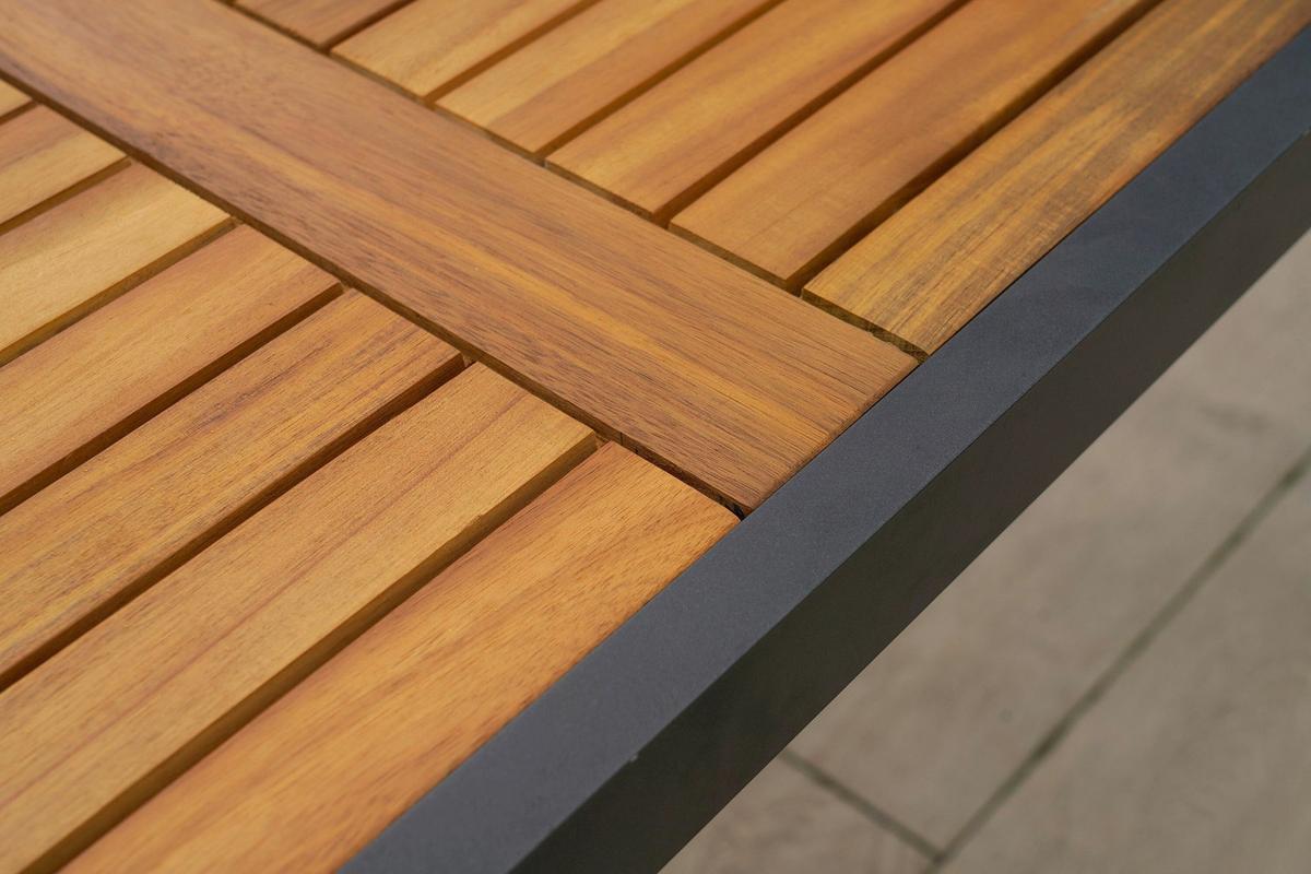 Gartentischgruppe 7-teilig Set - Graphitfarben/Naturfarben, KONVENTIONELL, Holz/Kunststoff - Gardenson