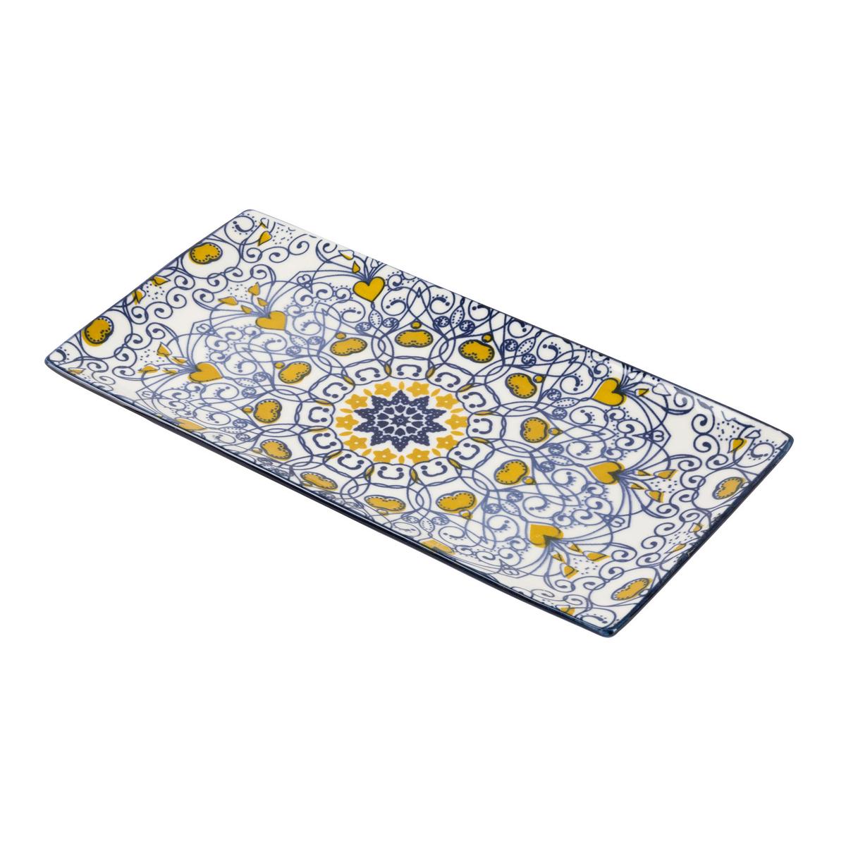 Servírovací podnos Maja, 25/13cm - modrá/žlutá, Lifestyle, keramika (25/13/1,6cm) - Mömax