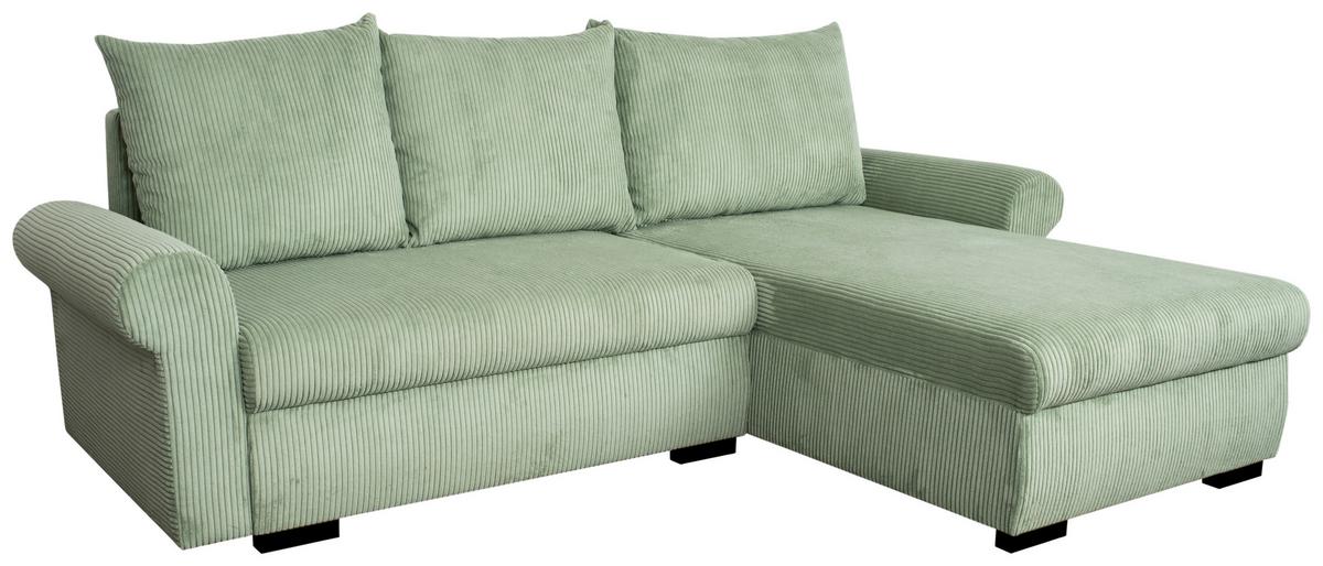 Eckschlafsofa Vasco Grün S: 233x168 cm - Schwarz/Grün, Trend, Textil (233/168cm)