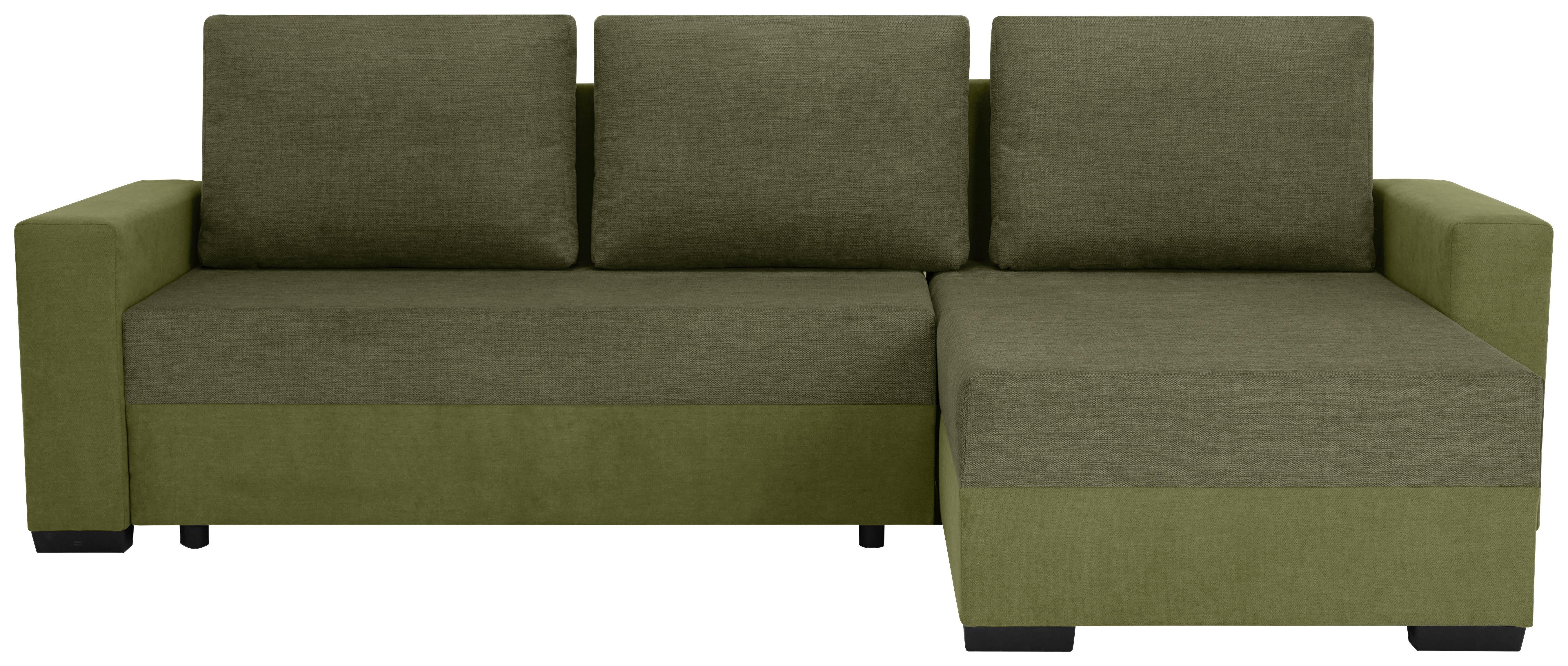 Ecksofa Asna, Olivgrün S: 252x155 cm - Schwarz/Olivgrün, Design, Textil (252/155cm) - Livetastic