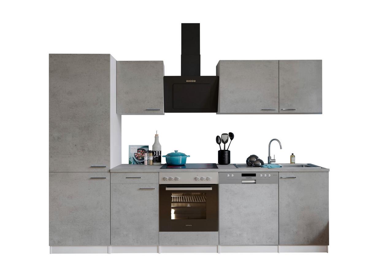 Küchenblock Malia B: 280 Cm Grau, Mit Geräte - Weiß/Grau, Basics, Holzwerkstoff (280cm) - Respekta