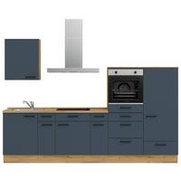 Küchenleerblock Easytouch Low-Line, L4 Rechts - Blau/Eichefarben, MODERN, Holzwerkstoff (300cm) - Nobilia