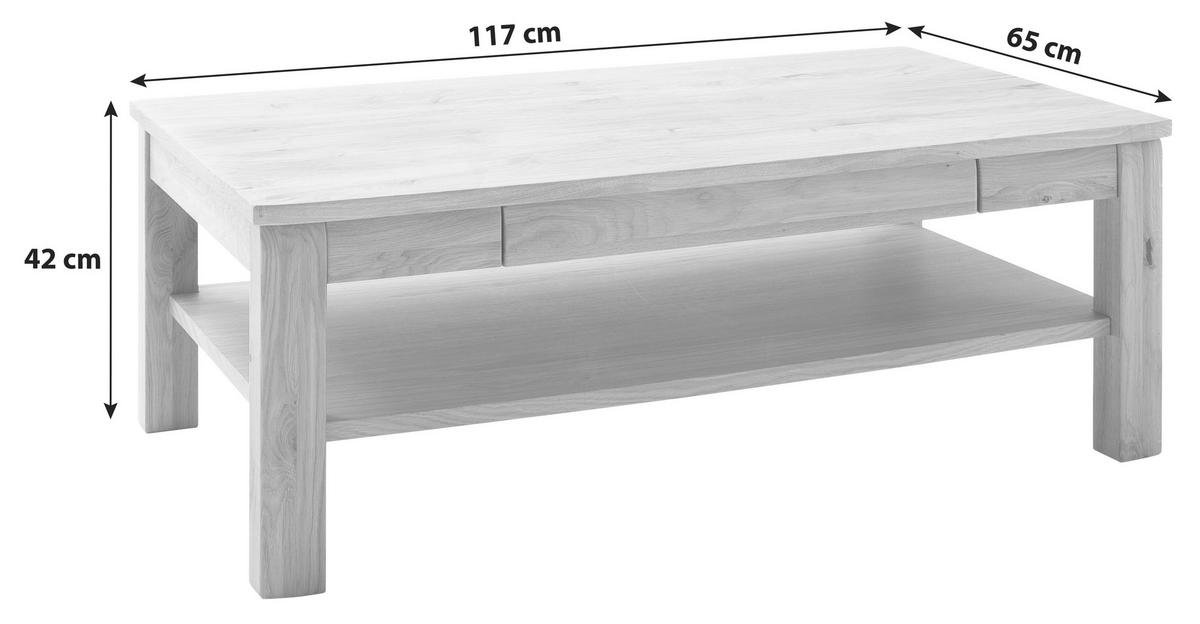 Couchtisch Holz teilmassiv Santori Eichefarben - Eichefarben, Design, Holz/Holzwerkstoff (117/42/65cm) - Livetastic