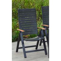 Gartensessel Klappbar Astros Metall, Kunststoff - Graphitfarben/Braun, KONVENTIONELL, Kunststoff/Metall (61,5/113/72cm) - Gardenson